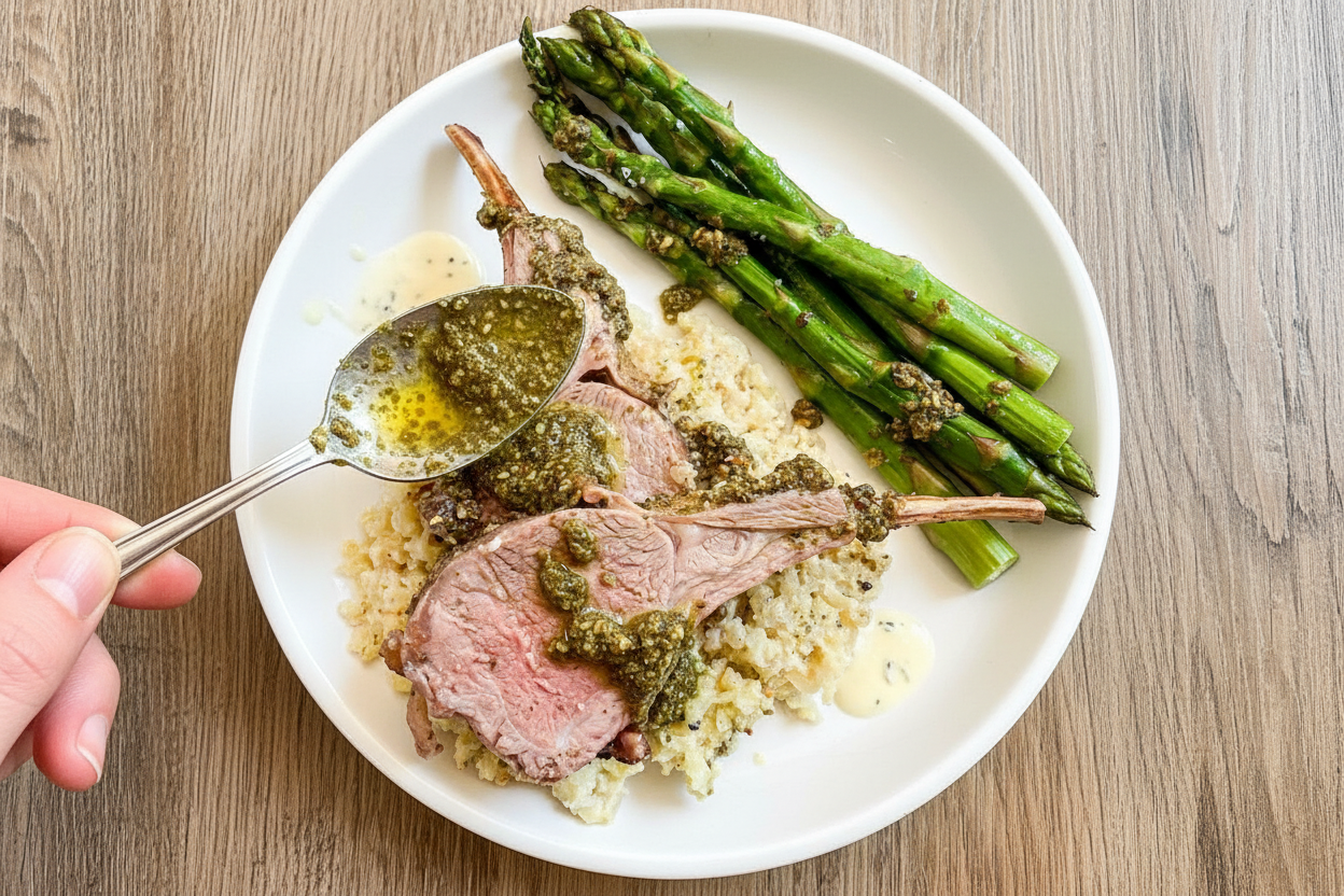 Pesto Roasted Lamb Recipe by Caroline Chambers