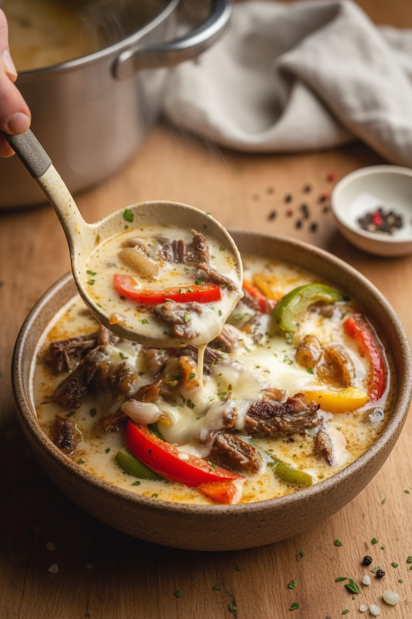 Philly Cheesesteak Soup Recipe