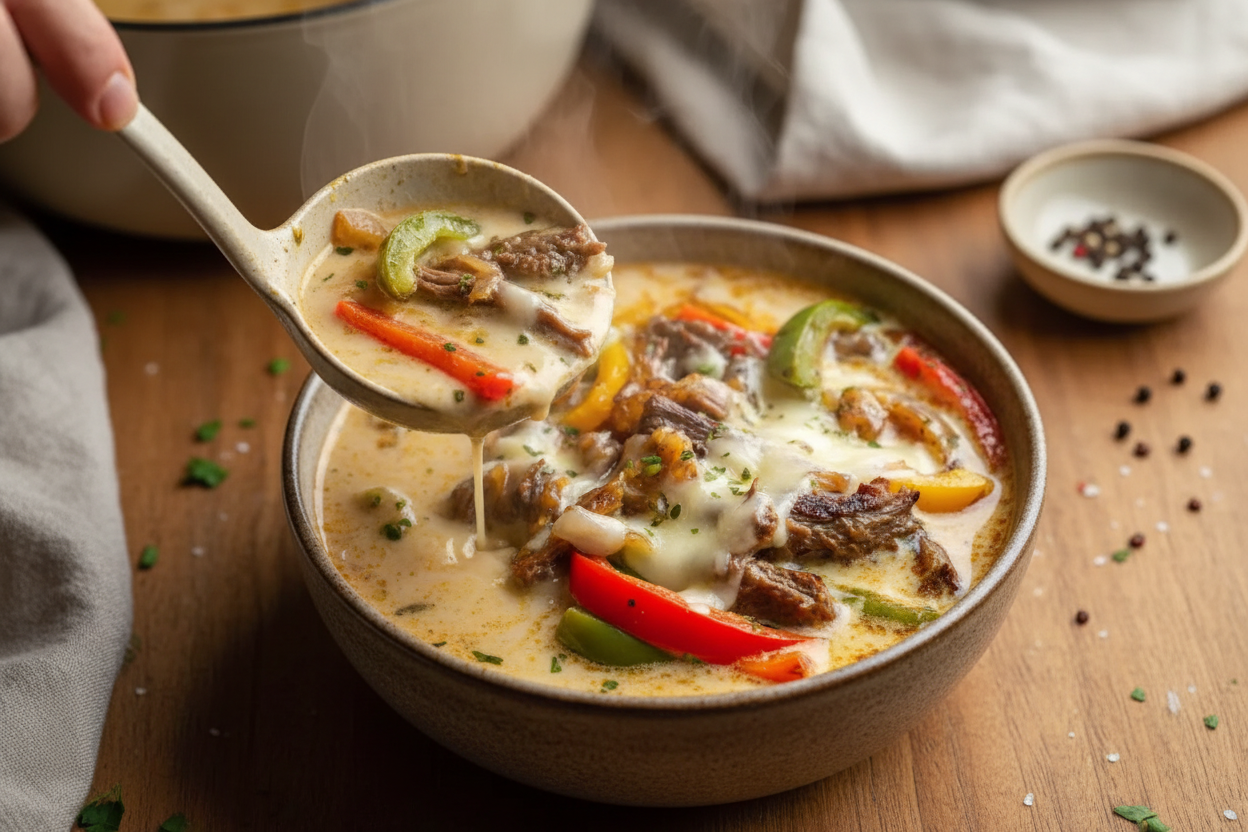 Philly Cheesesteak Soup Recipe