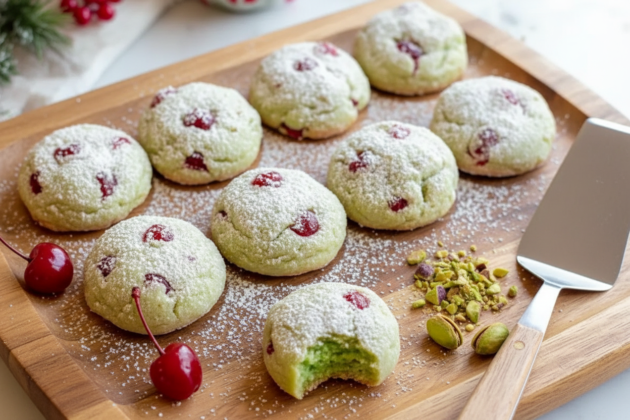 Pistachio Cherry Meltaway Festive Cookies