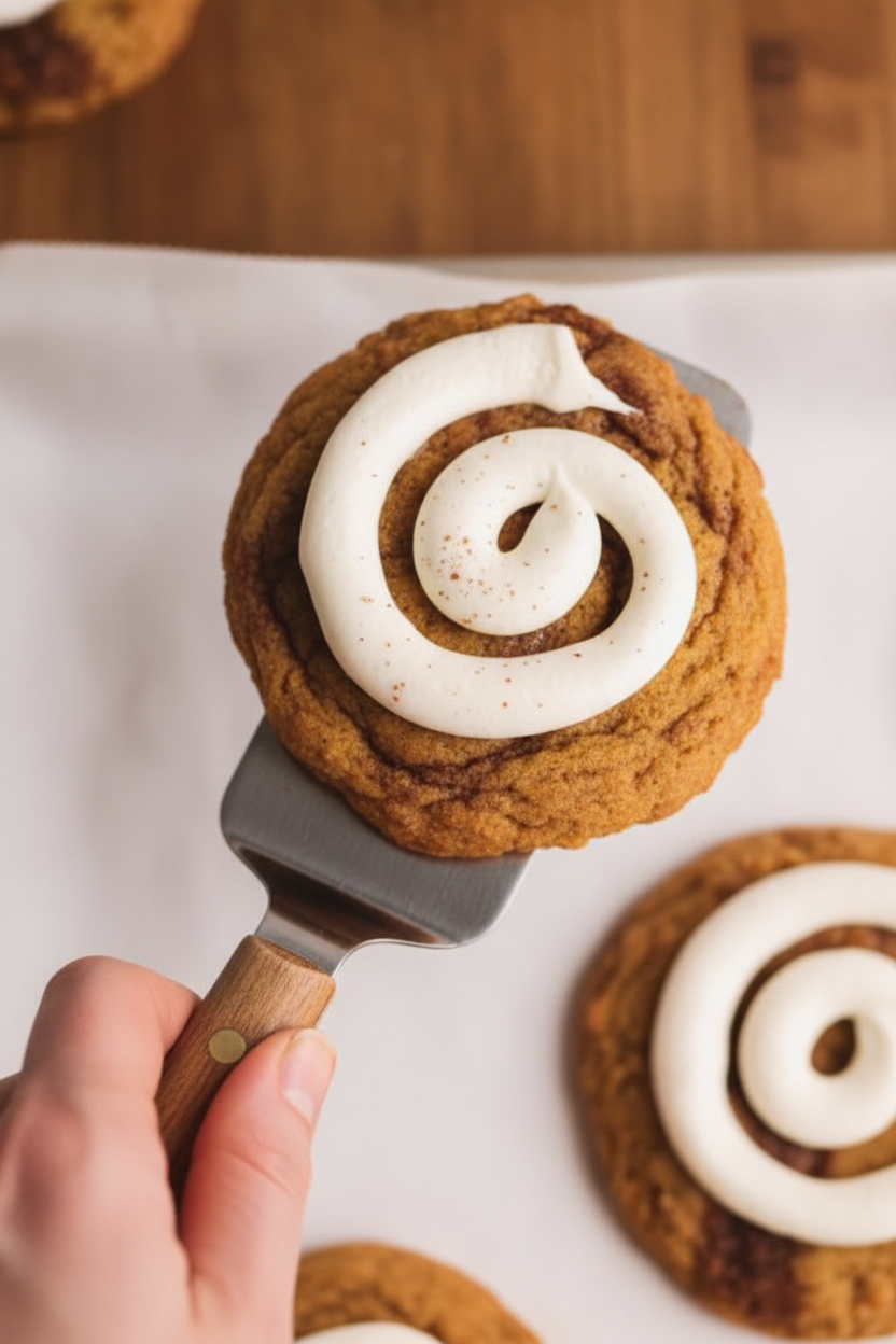 Crumbl Pumpkin Cinnamon Roll Cheesecake Cookies
