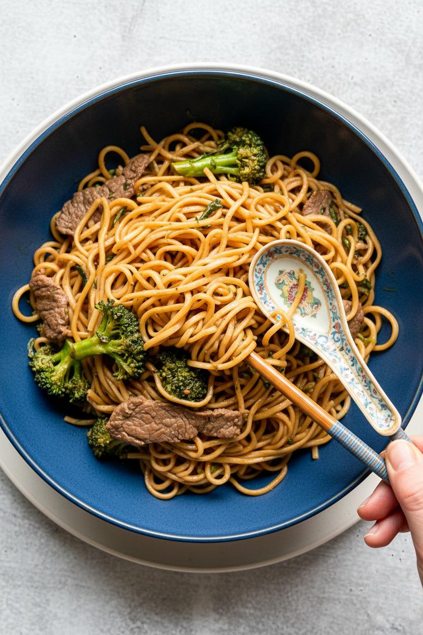 20-Minute Saucy Beef and Broccoli Noodles | Caroline Chambers