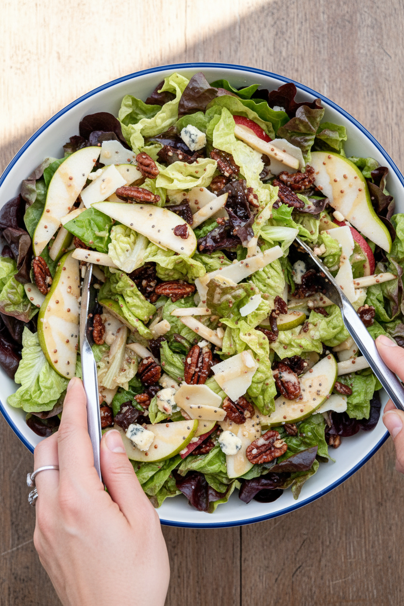 Red Leaf Lettuce & Pear Salad Recipe | Caroline Chambers