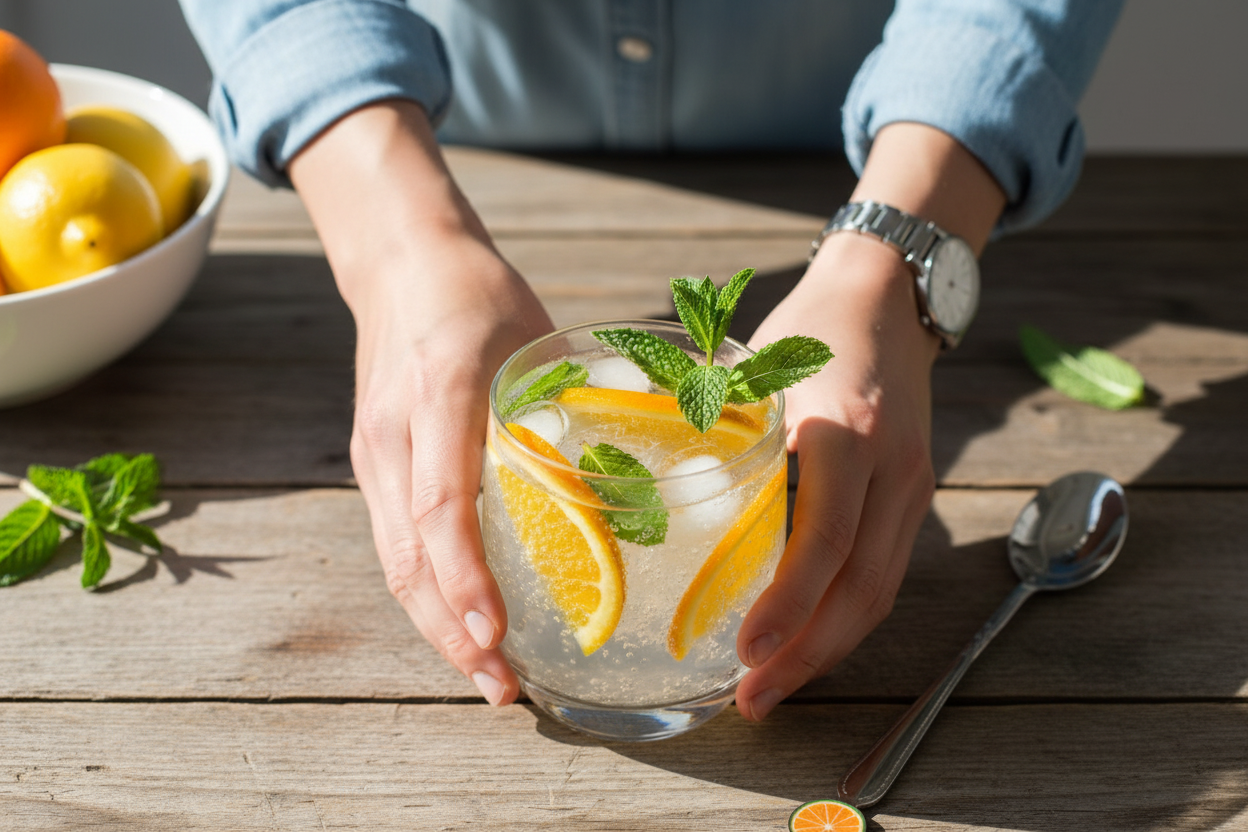 Refreshing Citrus Probiotic Soda Mocktail
