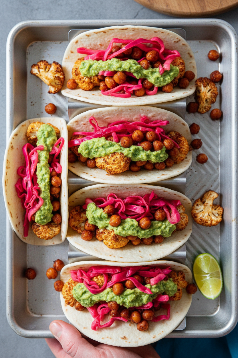 Roasted Cauliflower Tacos With Avocado Sauce
