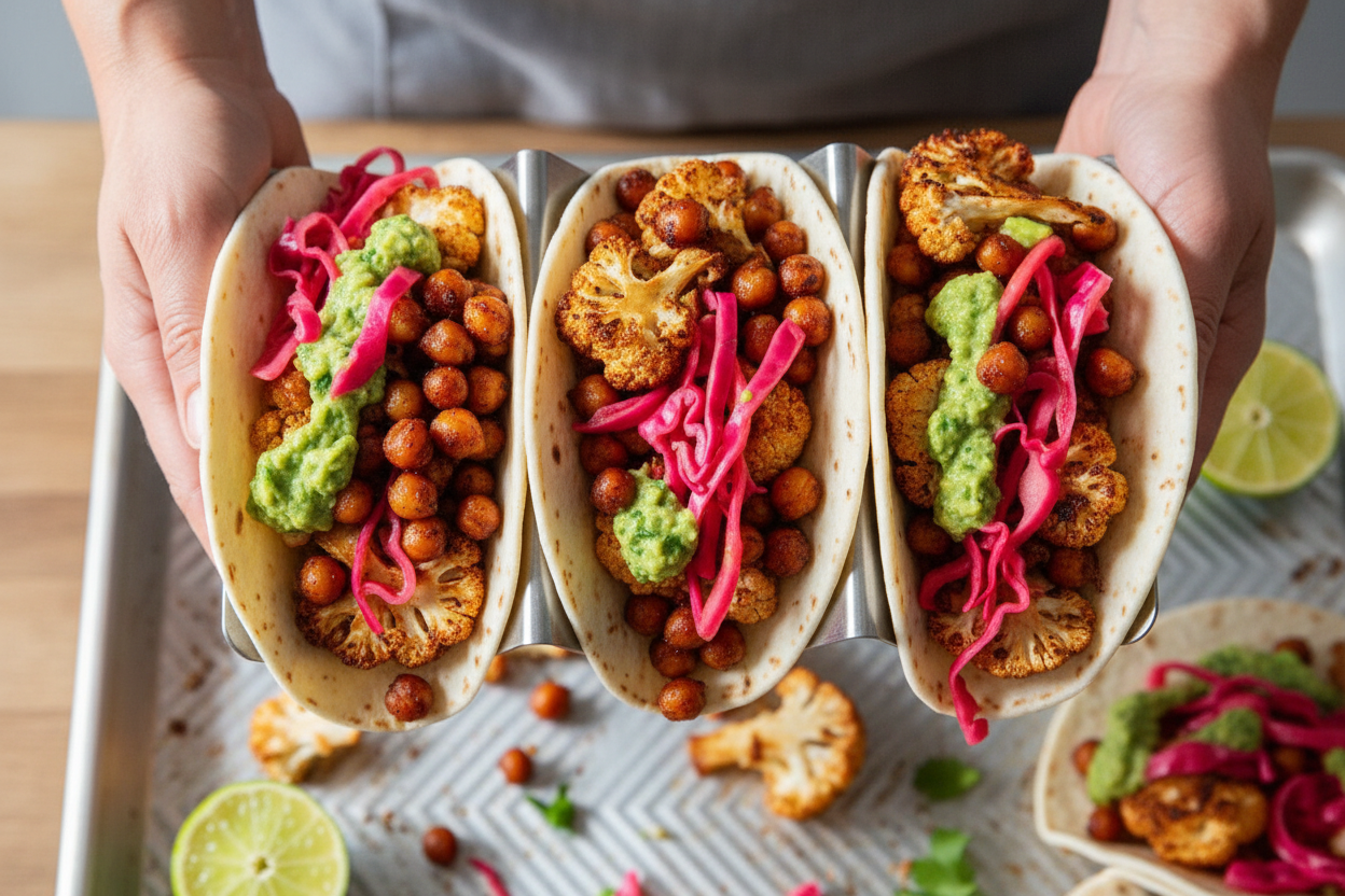 Roasted Cauliflower Tacos With Avocado Sauce