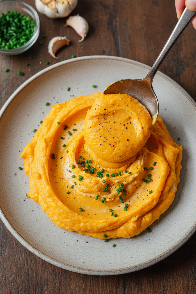 Creamy Mashed Butternut Squash With Roasted Garlic