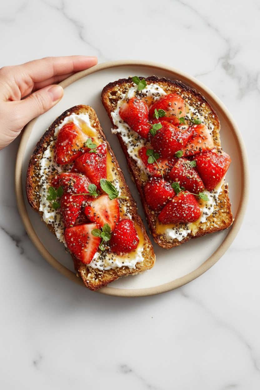 Roasted Strawberry Whipped Ricotta Toast Recipe