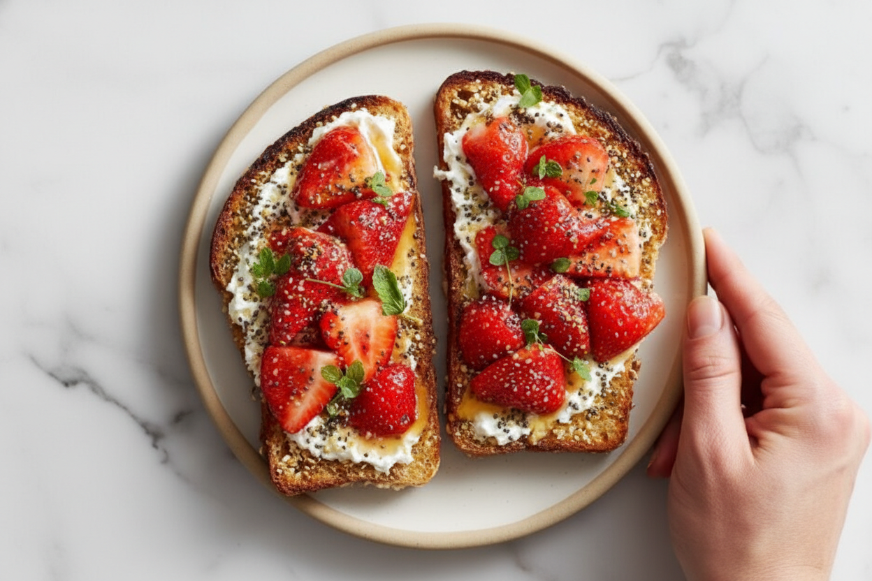 Roasted Strawberry Whipped Ricotta Toast Recipe