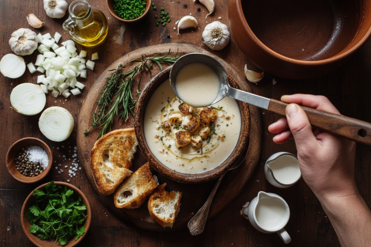 Savory Roasted Garlic Potato Soup Recipe