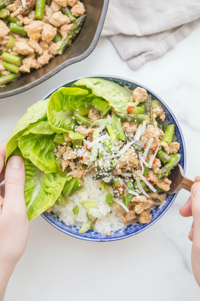 Sesame-Ginger Turkey and Asparagus Bowls | Caroline Chambers