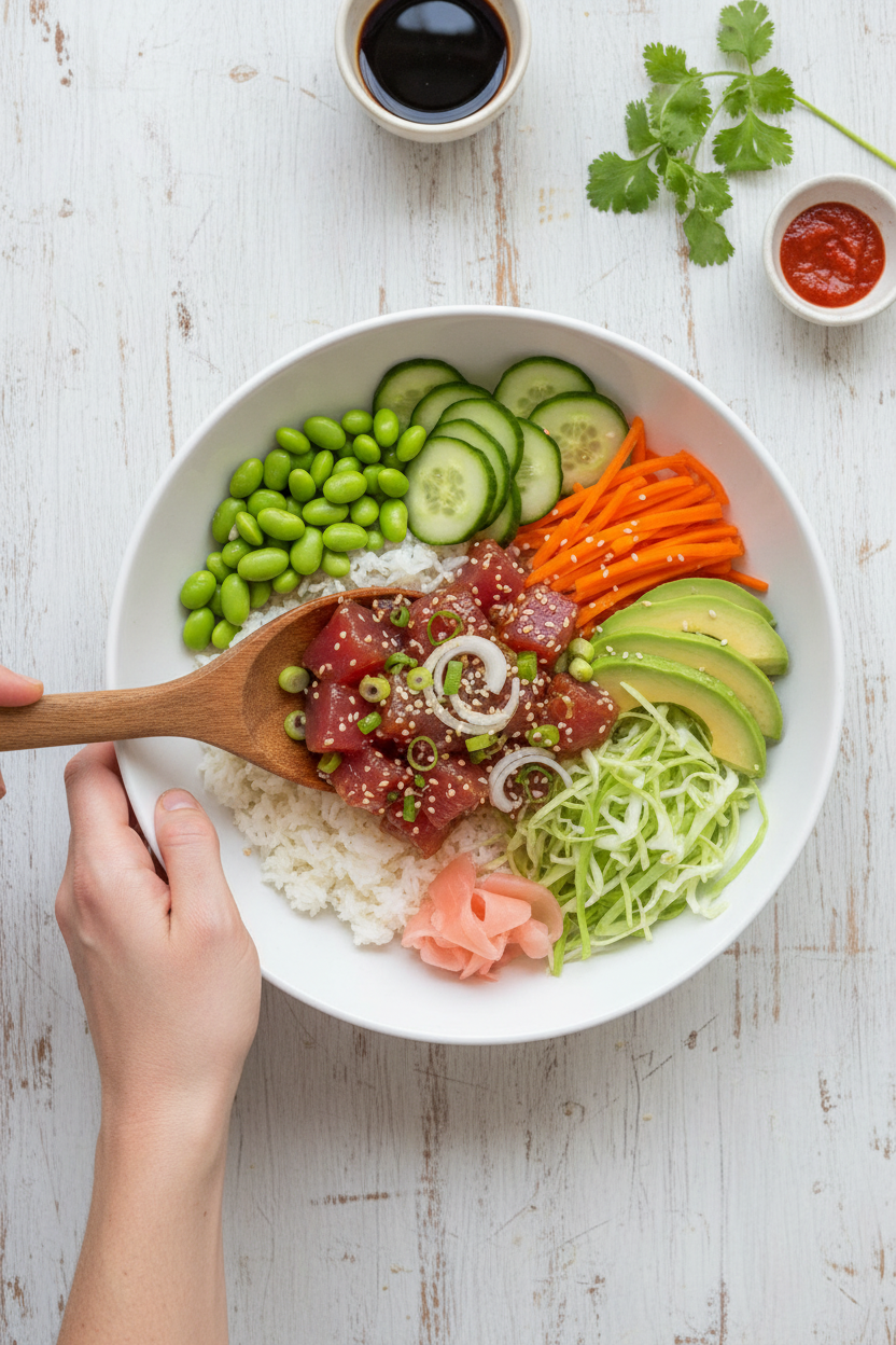 Sesame-Soy Tuna Poke Bowls - from Just Married | Caroline Chambers