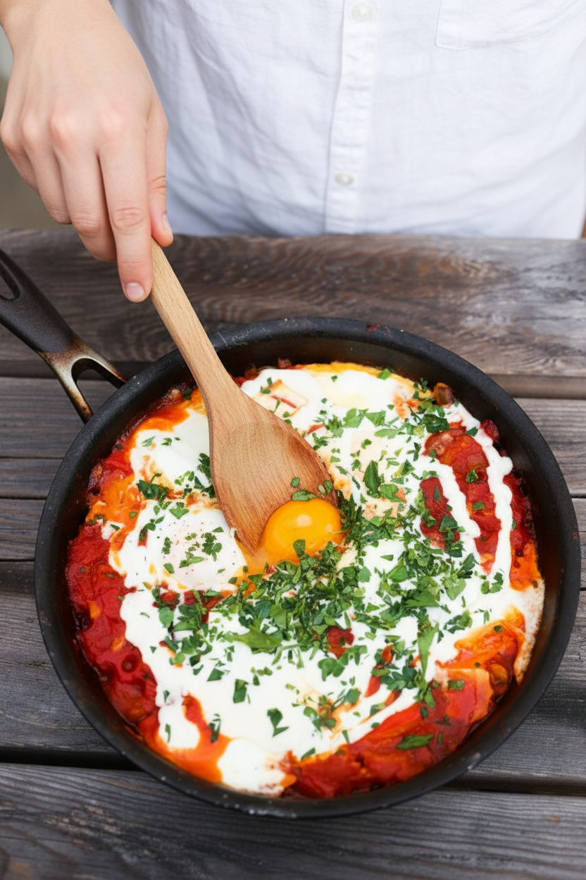 Shakshuka with Tahini Yogurt | Caroline Chambers