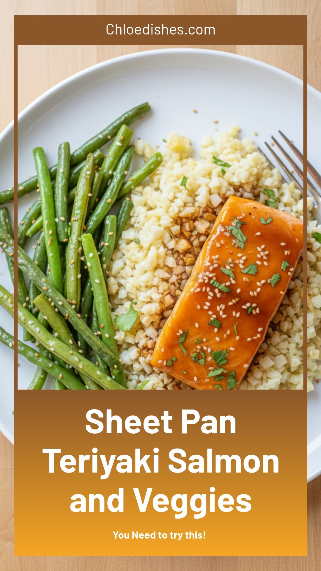 Sheet Pan Teriyaki Salmon with Cauliflower Rice and Sesame Green Beans | Caroline Chambers