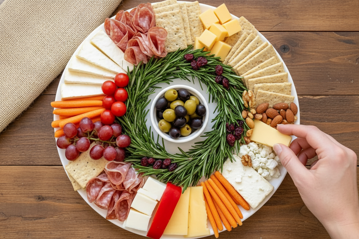 Simple Grazing Board Wreath for Entertaining
