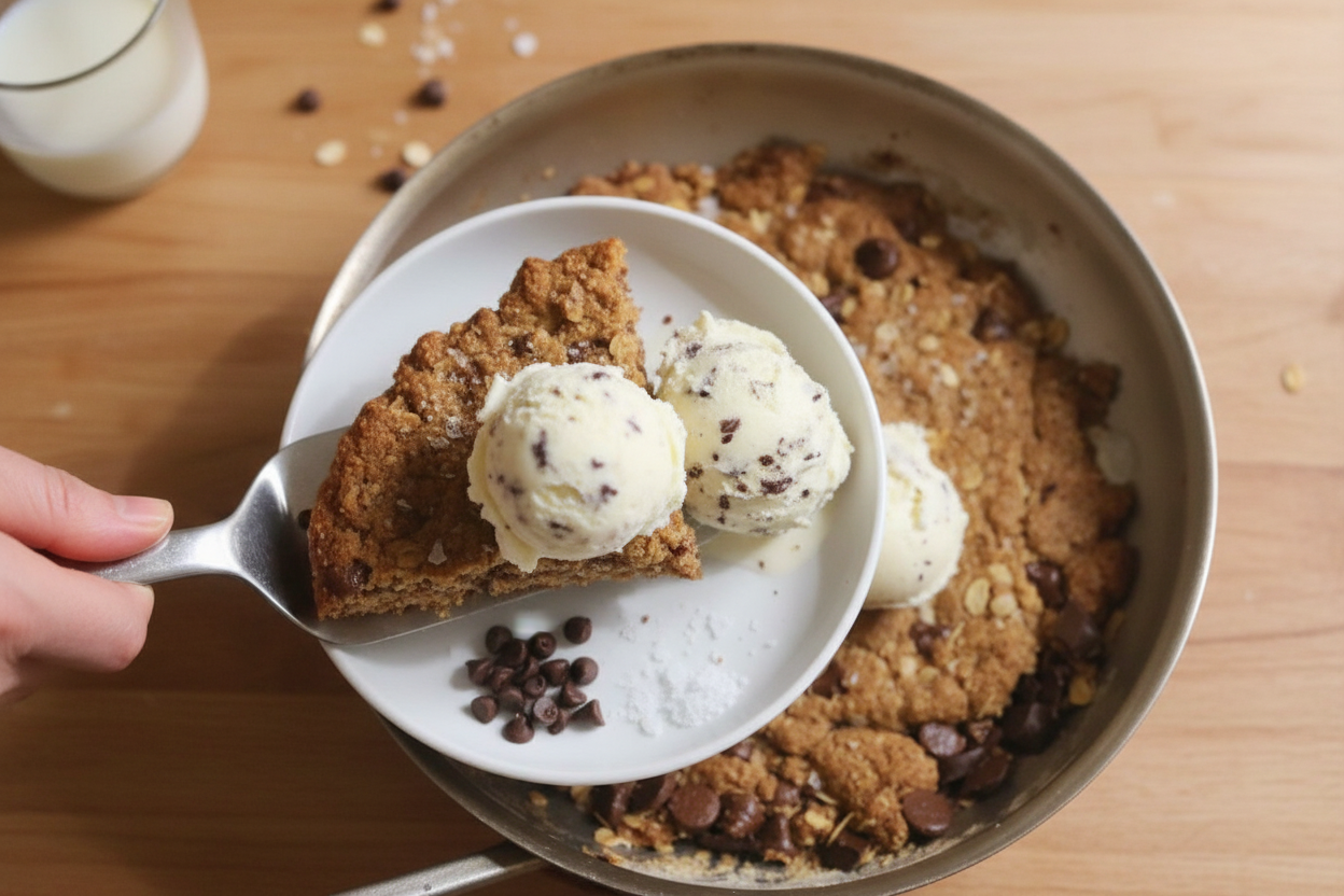Skillet Chocolate Chip Oatmeal Cookie Recipe