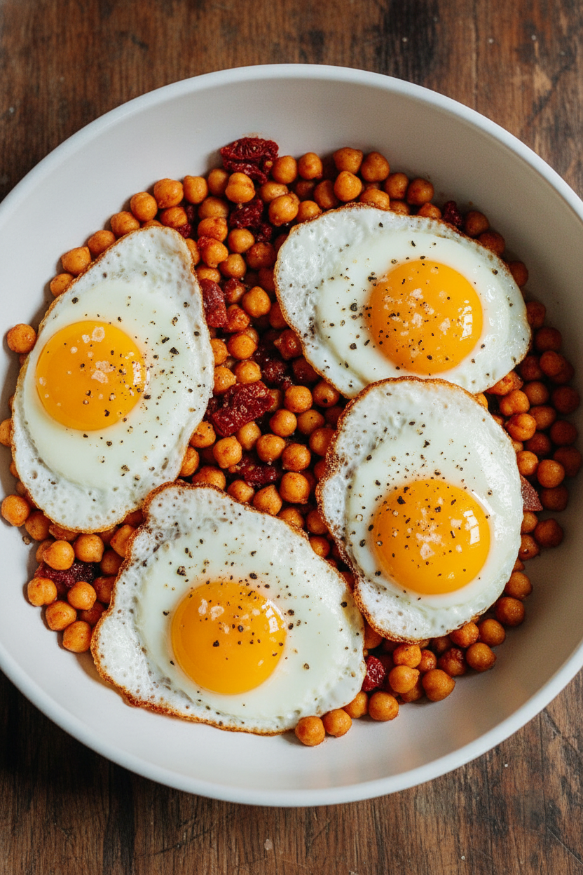 Smoky Chickpea Fried Eggs (4 Ingredients)