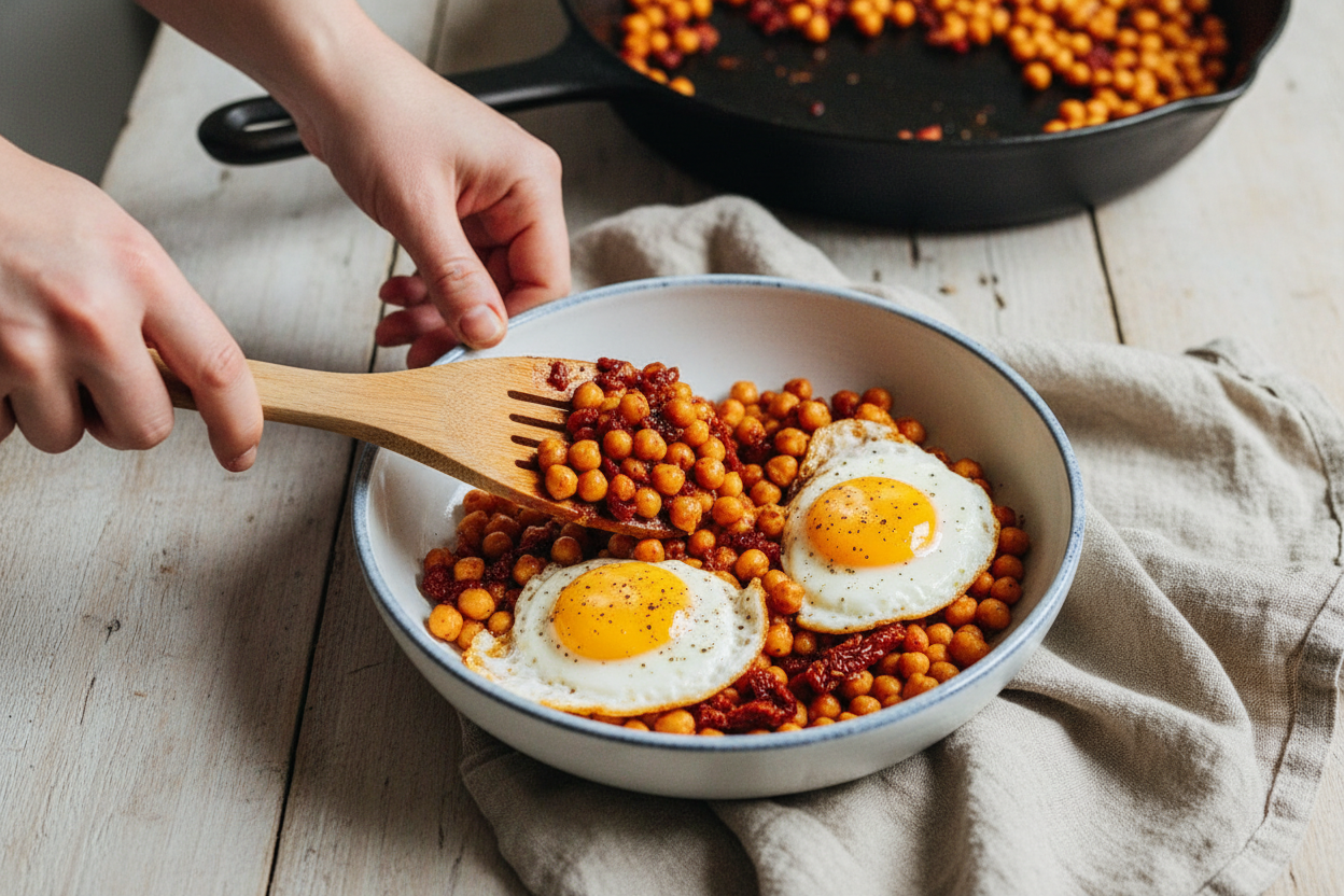 Smoky Chickpea Fried Eggs Four Ingredients
