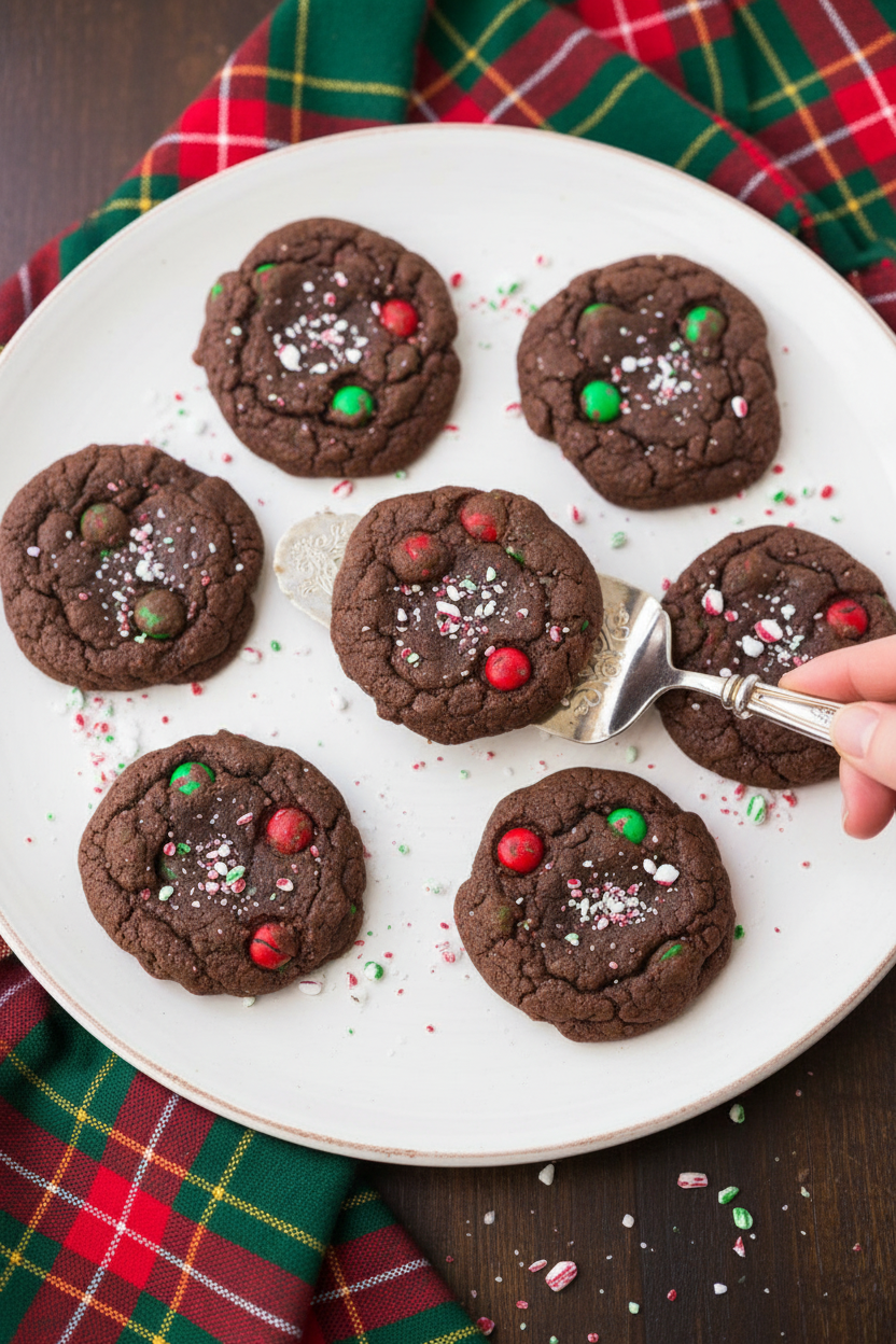 Soft and Chewy Chocolate Peppermint M&M Cookies | Caroline Chambers