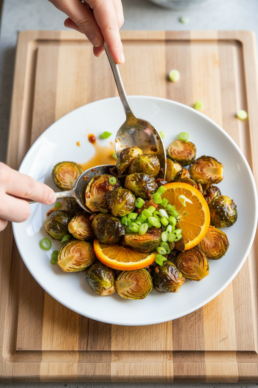 Whole30 Spicy Orange Brussels Sprouts | Caroline Chambers
