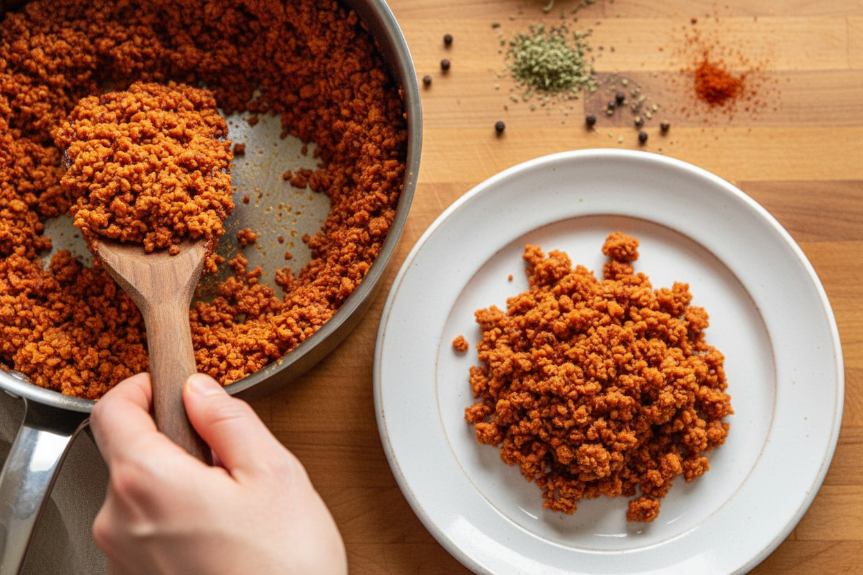 Step By Step Easiest Vegan Beef Crumbles