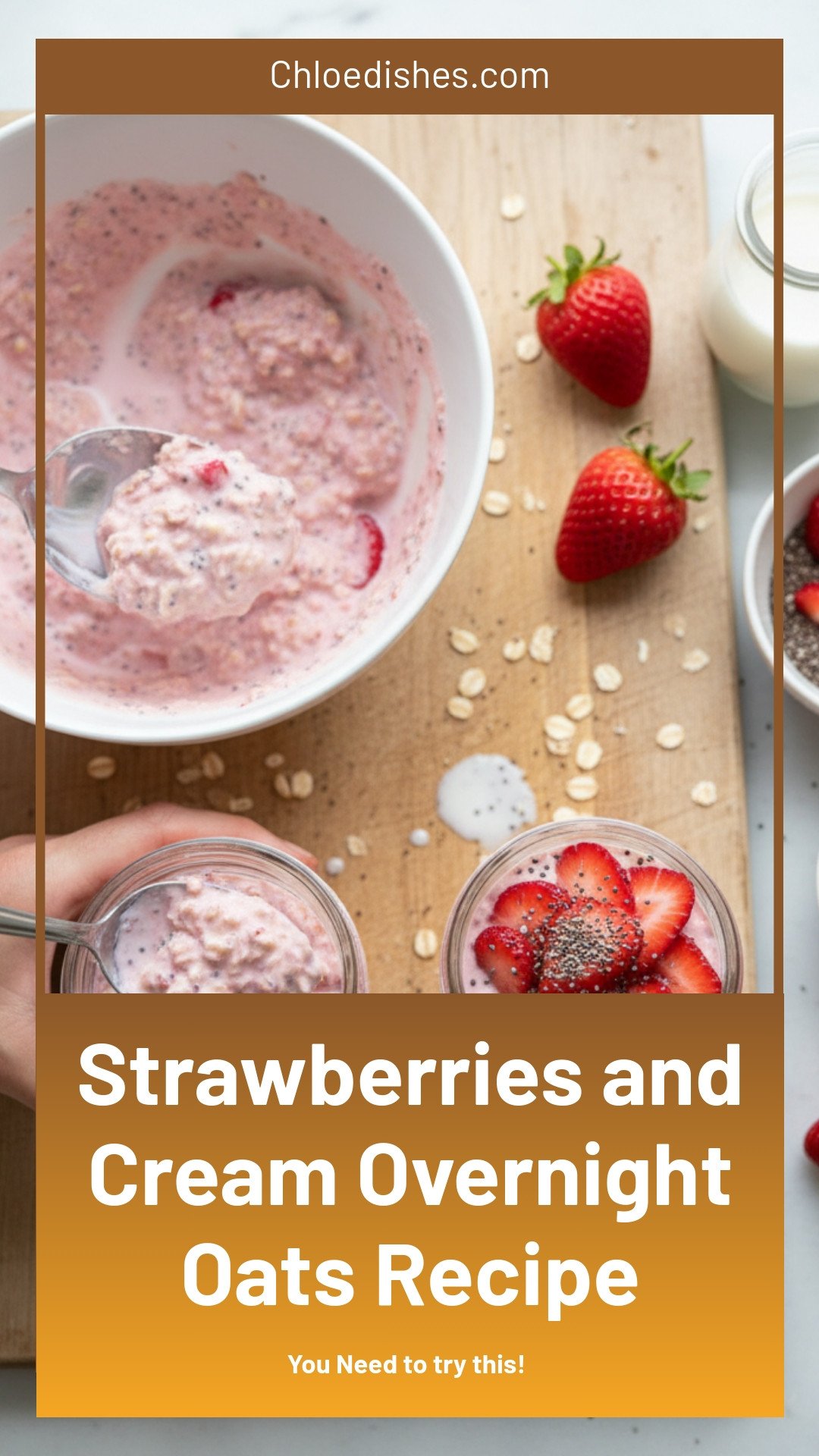 Strawberries and Cream Overnight Oats Recipe