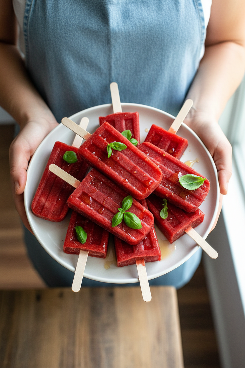 How to Make Strawberry, Basil and Honey Paletas
