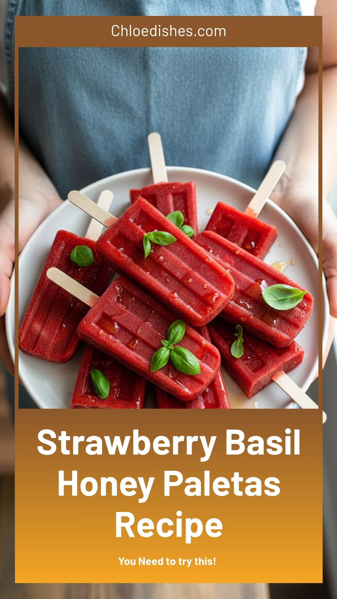 How to Make Strawberry, Basil and Honey Paletas