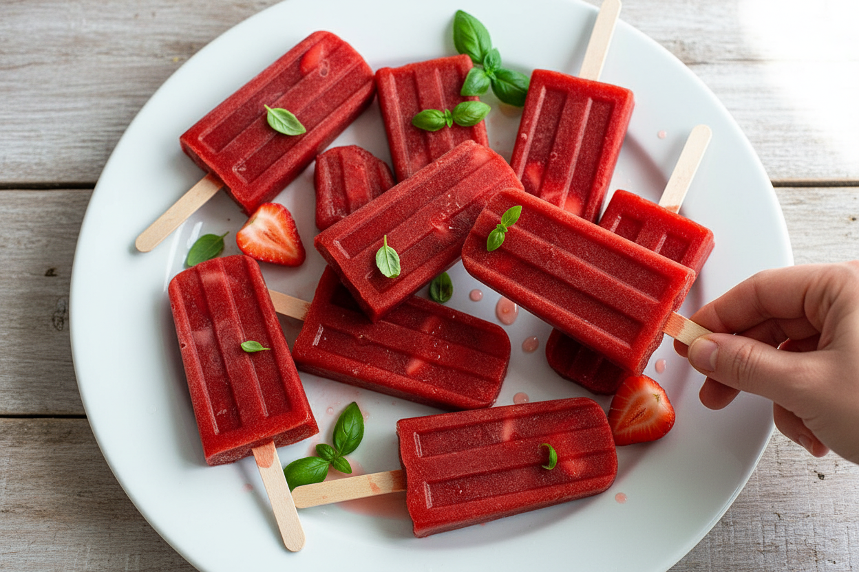 Strawberry Basil Honey Paletas Recipe