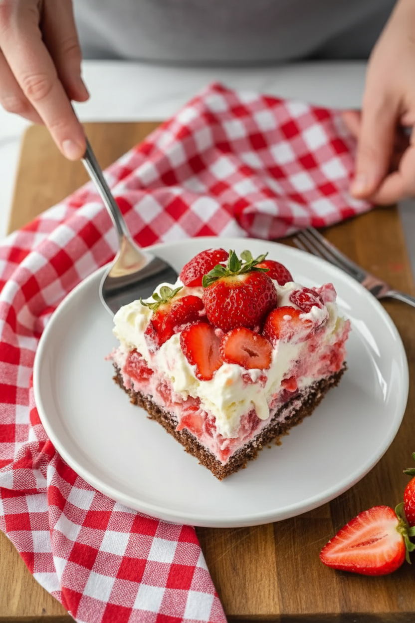 Strawberry Earthquake Cake