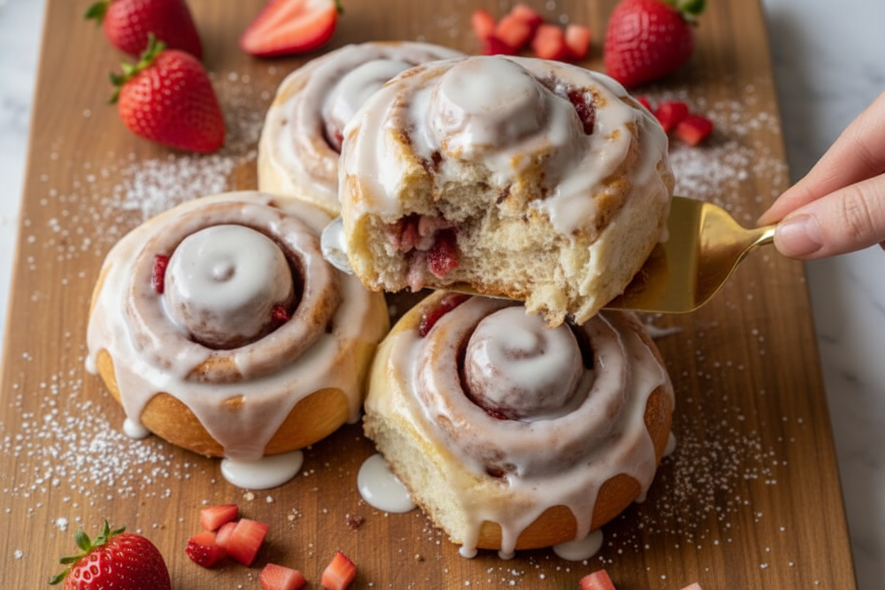 Strawberry Rolls with Cream Cheese Icing Recipe: Strawberry Rolls with Cream Cheese Icing Recipe