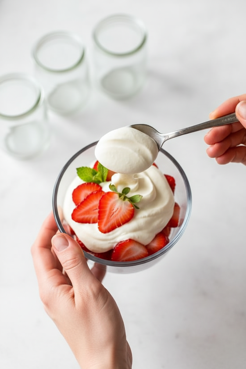 Strawberries and Yogurt Whipped Cream