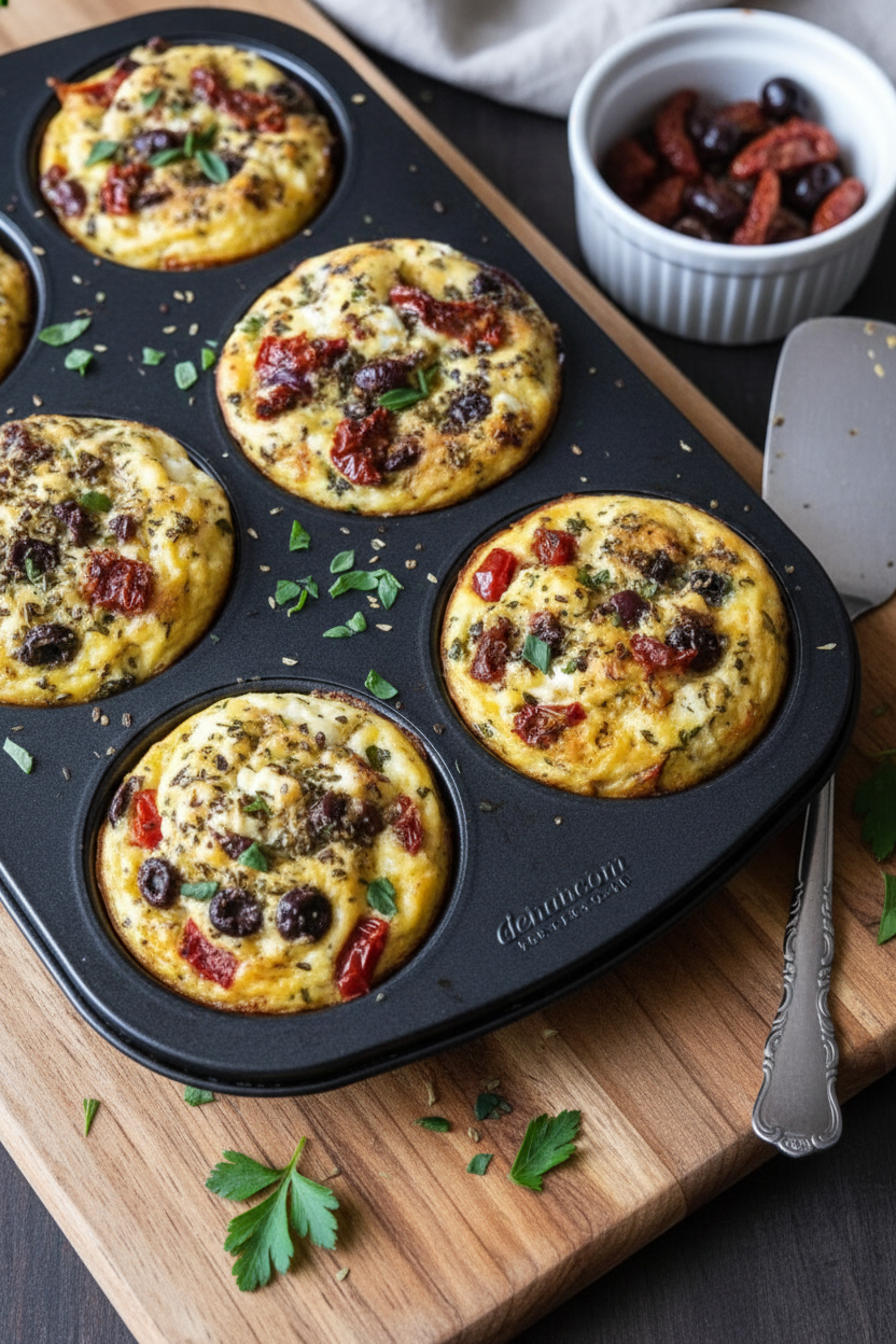 Egg Muffins with Sun-Dried Tomatoes & Kalamata Olives Recipe