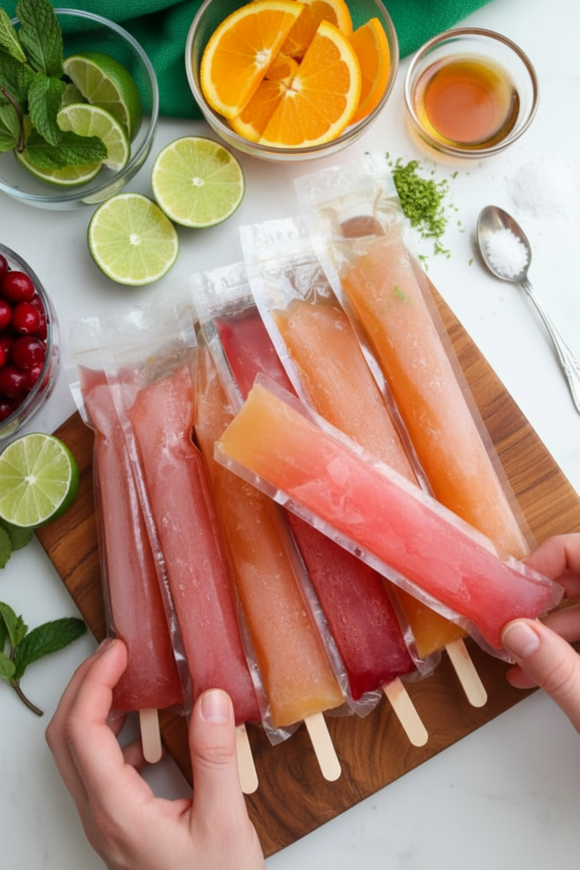 Tequila Cranberry and Mango popsicles