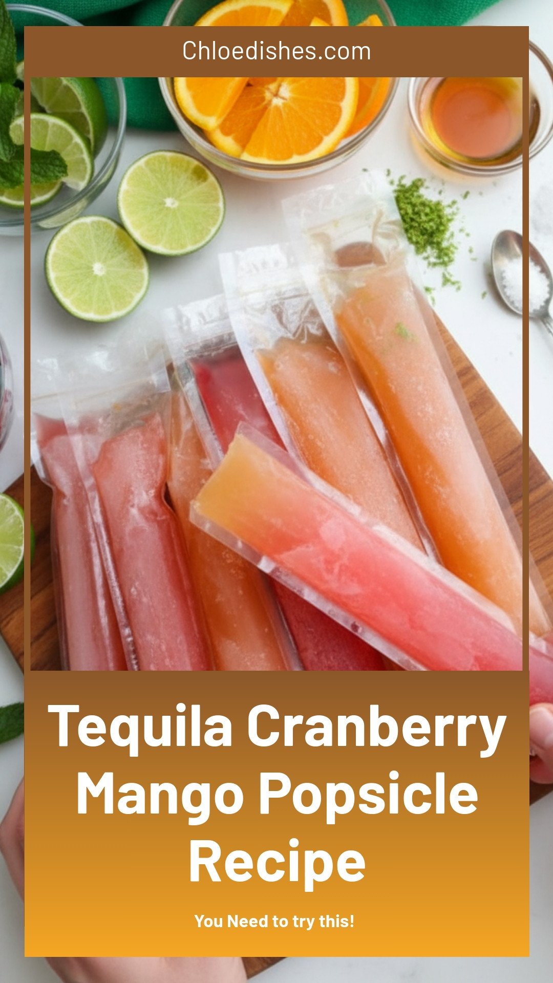 Tequila Cranberry and Mango popsicles