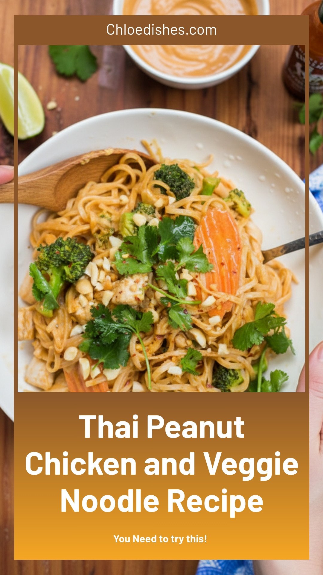 Thai Peanut Chicken & Veggie Noodles | Caroline Chambers