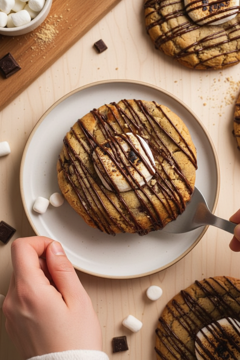 Thick And Chewy S'mores Cookies (Crumbl Style)