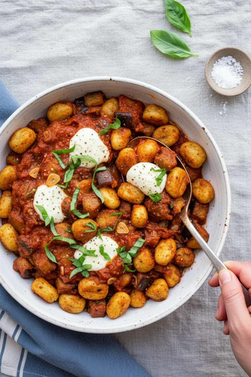 Trader Joe's Tuesday: Cauliflower Gnocchi alla Norma | Caroline Chambers