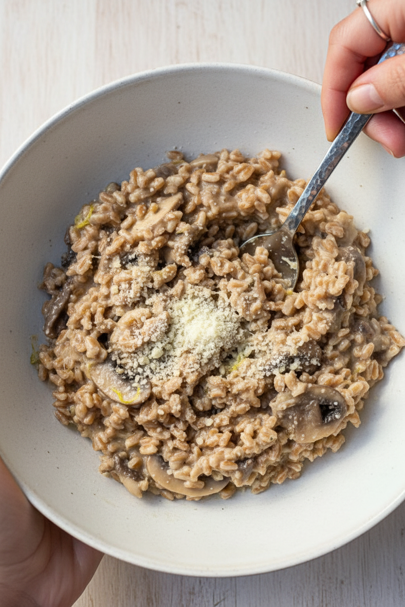 Trader Joe's Mushroom Farrotto | Caroline Chambers