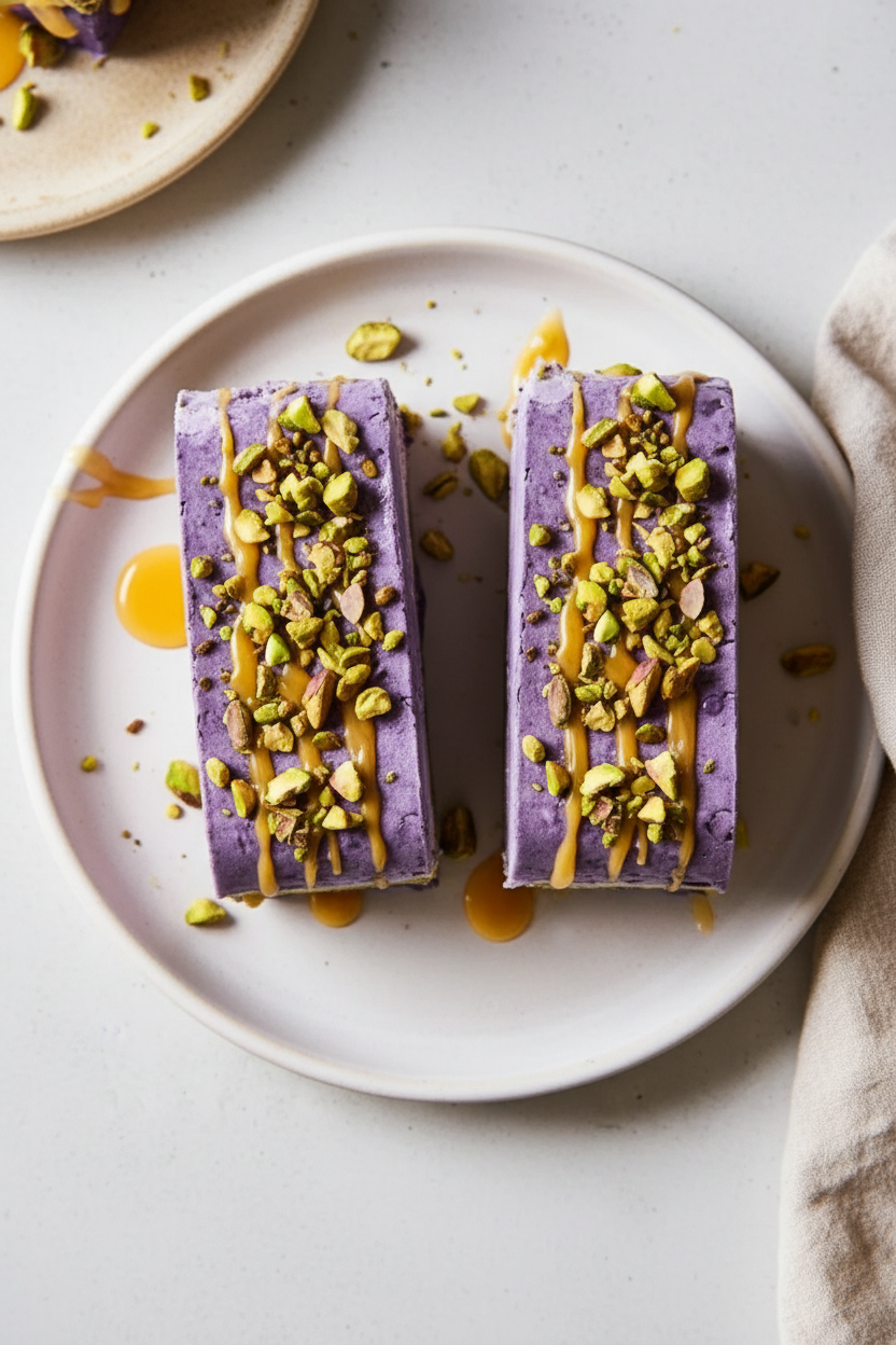 Ube Pistachio Ice Cream Bars