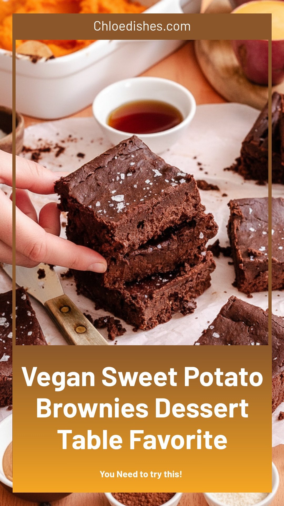 These vegan sweet potato brownies were the first gone on the dessert table