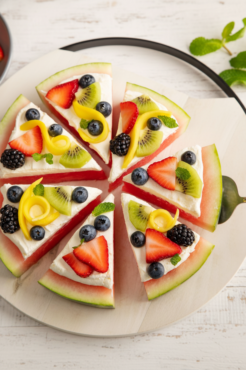 How to Make Watermelon Pizza with Cream Cheese Frosting