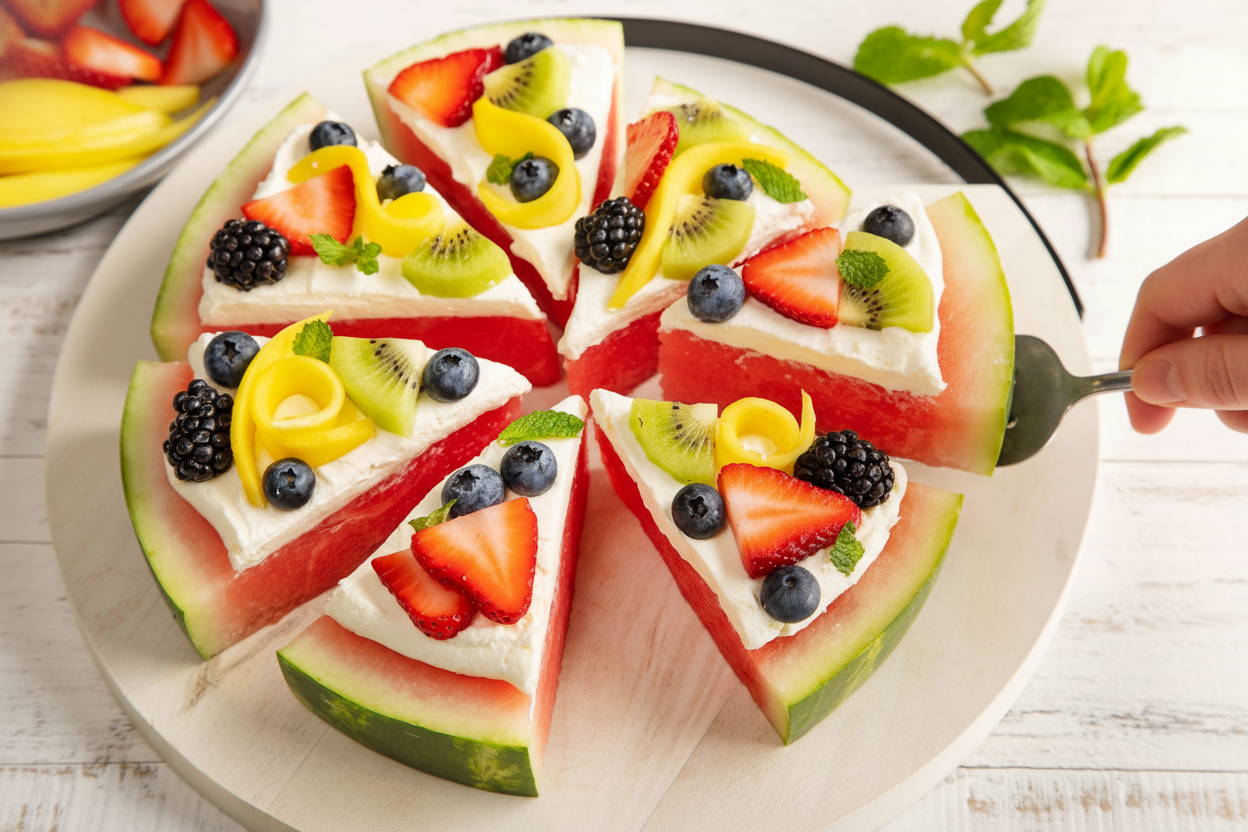 Watermelon Pizza with Cream Cheese Frosting Recipe