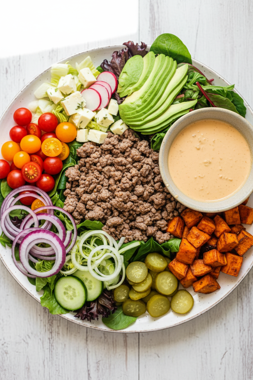 Whole30 Burger Salad with Special Sauce | Caroline Chambers