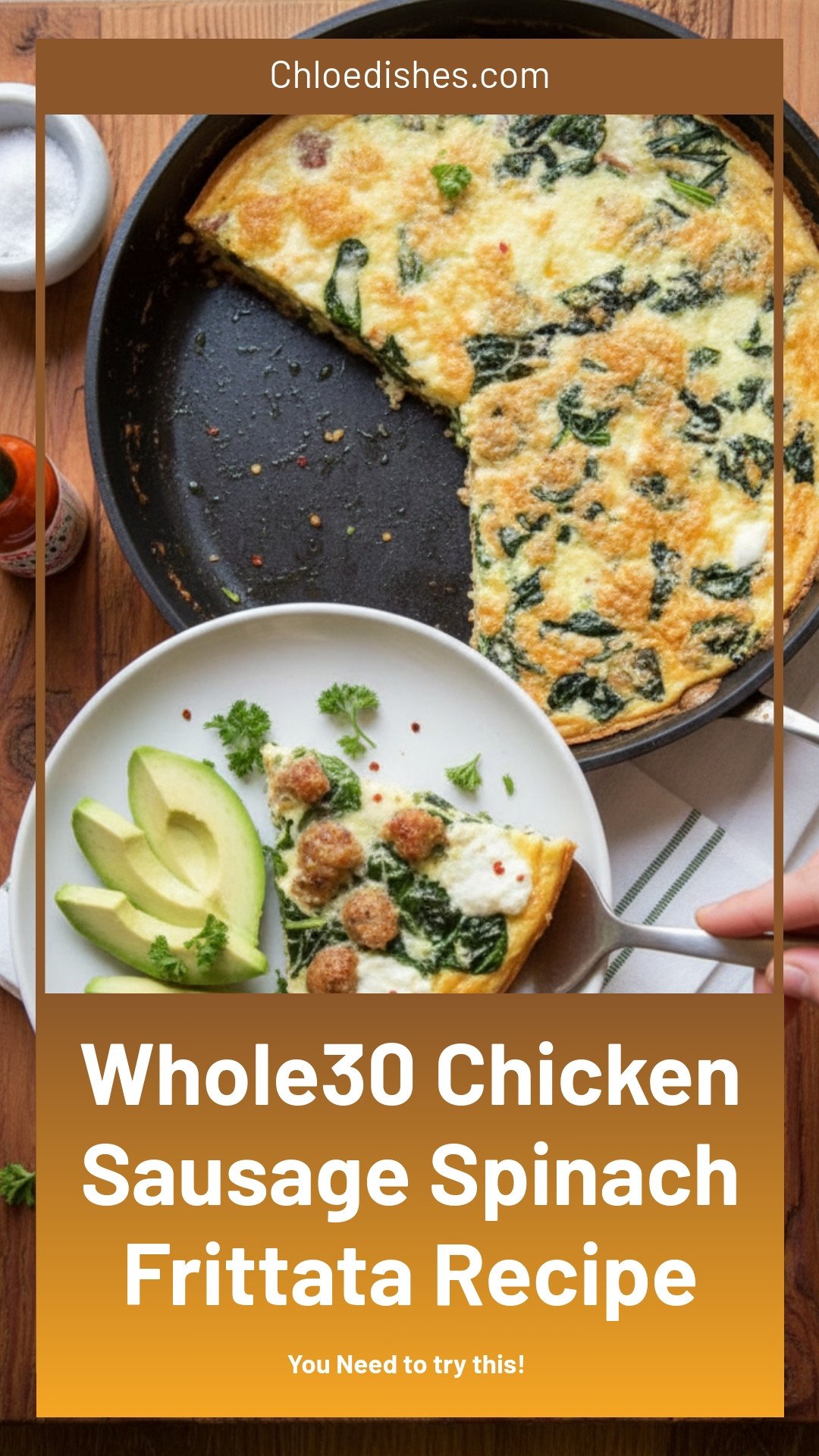 Whole30 Chicken Sausage and Spinach Frittata | Caroline Chambers